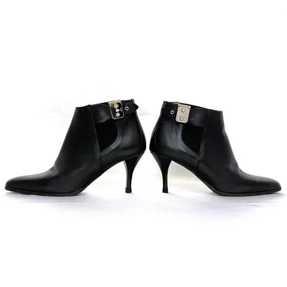 Hermes Bootie Black Sac A Depeches 22.0 cm Leather